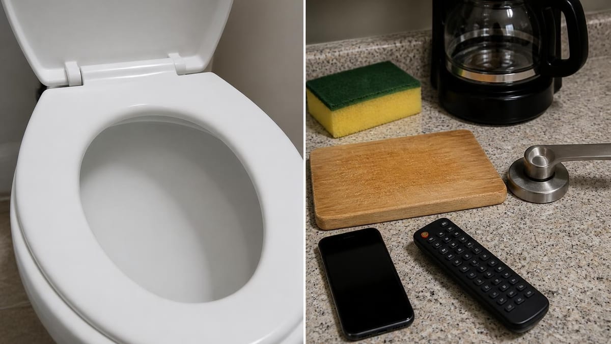 Onderzoek toont aan dat veel huishoudelijke items meer bacteriën bevatten dan een toiletbril. Ontdek welke voorwerpen