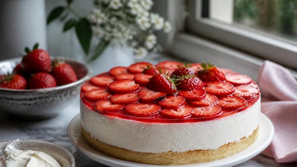 Ontdek waarom een mousse-achtige taartbodem en Italiaanse kaas het geheim zijn achter het perfecte aardbeiengebak.